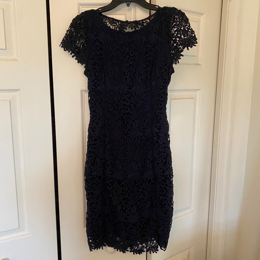 Lulu’s navy blue lace backless dress